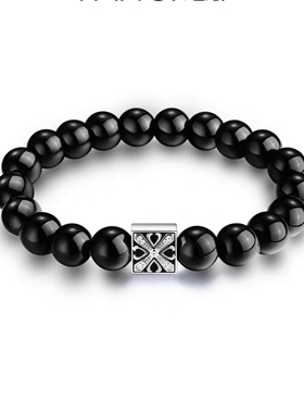 守护能量手串男士黑曜石高级小众感招财时尚守护石送男生生日礼物