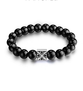 守护能量手串男士黑曜石高级小众感招财时尚守护石送男生生日礼物