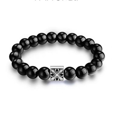 守护能量手串男士黑曜石高级小众感招财时尚守护石送男生生日礼物