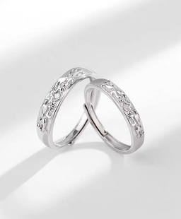 999足银貔貅情侣一对戒指环男女小众素圈活口生日礼物送女友刻字