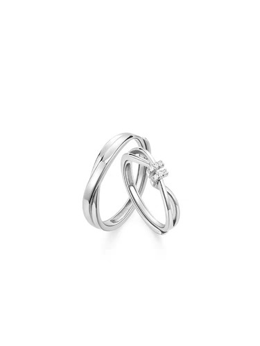 爱意交织情侣对戒999纯银戒指一对小众设计轻奢高级感送女男友