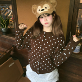 修身 小个子毛衣外套 女2026春季 新品 奶油维也纳 棕色波点针织开衫