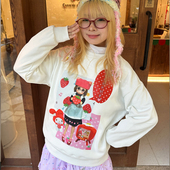 「请你来口草莓」原创早春设计感日系亚文化卫衣长袖 宽松圆领上衣