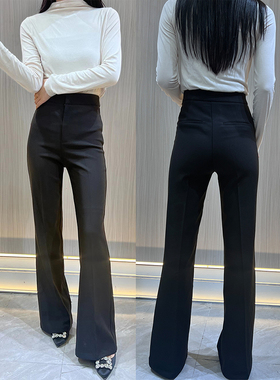 黑色修身喇叭裤女休闲裤长裤显瘦百搭高腰简约高级感秋冬款裤子