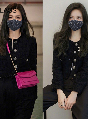 黑色小香风外套法式复古简约修身明星同款百搭上衣短款秋冬外套