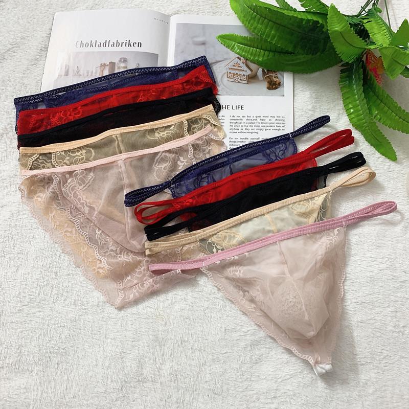 新款情趣性感蕾丝网纱男士三角裤