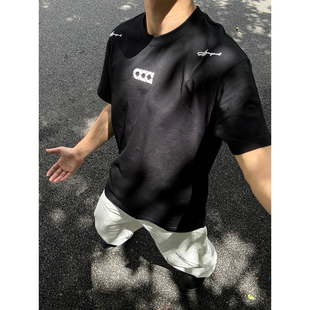 新款 重磅双纱字母刺绣夏季 短袖 T恤男女百搭圆领纯棉情侣上衣 美式