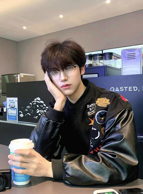 美式街头徽章字母刺绣棒球服外套男女秋冬季宽松加厚高街百搭夹克