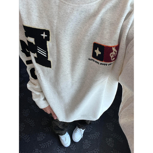 套头国潮牌圆领卫衣 复古高街重磅刺绣宽松男女秋冬款 2025新款 美式