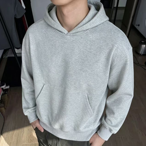 美式短款重磅加绒连帽卫衣男款