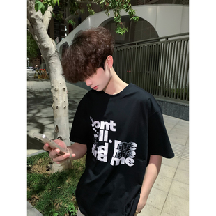 凉感夏季 新款 美式 街头字母斑驳印花宽松短款 体恤 t恤男女速干半袖