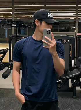 凉感索罗娜防晒修身短袖T恤男夏季收袖口小领口透气速干运动上衣