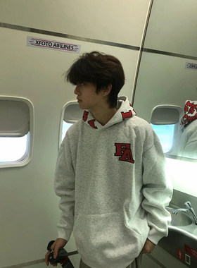 帽子刺绣重磅连帽卫衣男新款加绒
