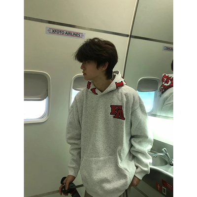 帽子刺绣重磅连帽卫衣男新款加绒