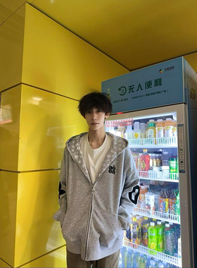 美式复古高街重磅刺绣开衫连帽拉链卫衣男女秋冬加绒情侣百搭外套