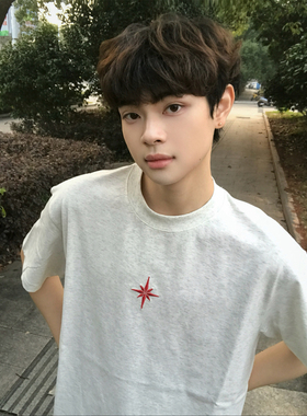 2026新款美式北极星刺绣圆领T恤男女纯棉高街春夏百搭宽松情侣装