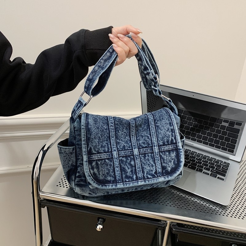 2026新款春夏复古水洗牛仔布单肩斜挎包女百搭多层休闲简约邮差包,箱包皮具/热销女包/男包,时尚帆布包,淘宝优惠券,粉丝福利购,淘宝优惠卷