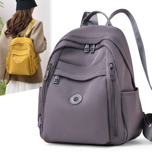 2026新款休闲简约风大容量双肩包女多口袋通勤包轻便时尚旅行背包
