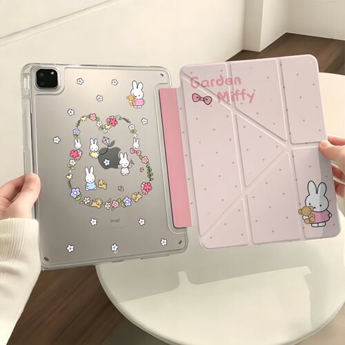 米菲兔2026新款适用iPad保护壳iPad11保护套Air7代8平板5/9透明ipadpro带笔槽10防弯12摔6九3+y折4苹果mini外