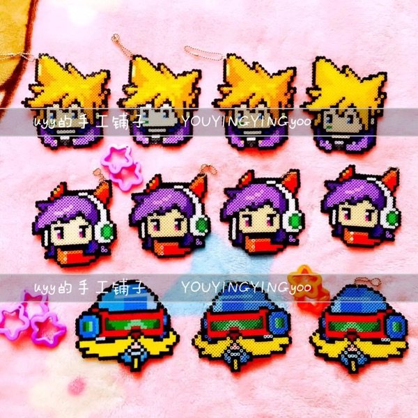 创意手作lol周边英雄联盟定制像素电玩ez阿狸钥匙扣拼豆成品挂件