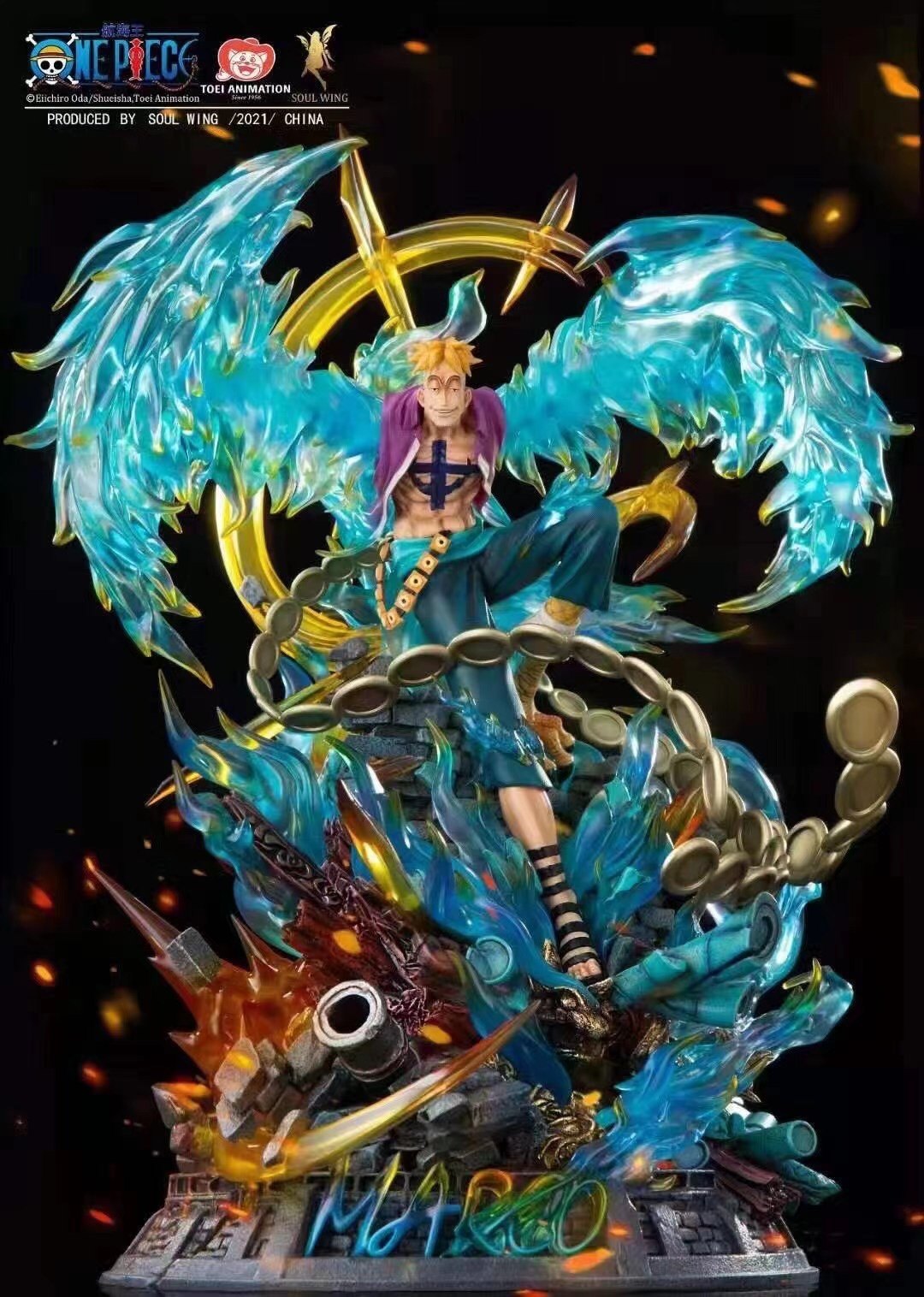 瘾君子 精灵社 正版授权 航海王 场景 不死鸟马尔科 gk手办雕像