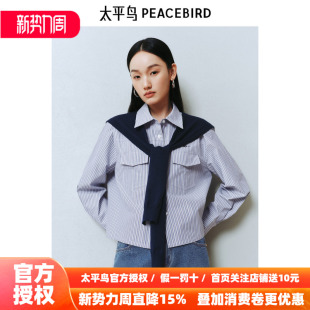 披肩搭配衬衫 条纹混纺可拆卸毛衫 A1CAF1256 2026年新款 太平鸟女装