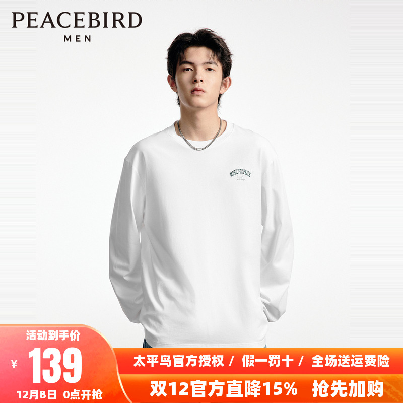 【音乐青年】太平鸟男装 2025年秋季新款刺绣长袖T恤潮B1CPD3301