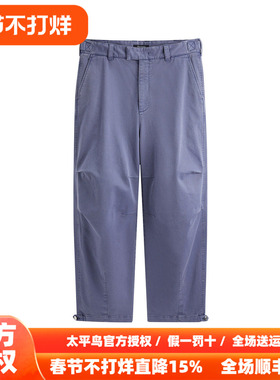 【商场同款】太平鸟男装休闲长裤新款紫色直筒复古裤子B1GBE1241