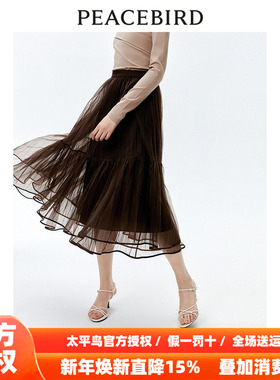 【商场同款】太平鸟女装2025年秋季新款气质网纱裙A1GFE1509