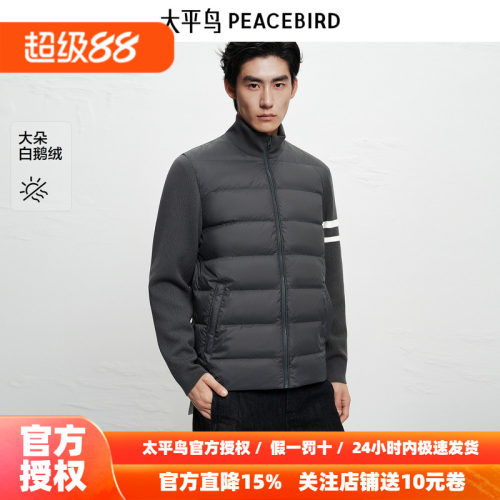 【商场同款】太平鸟男装 潮流针织拼接轻薄立领羽绒服B1ACF4B30