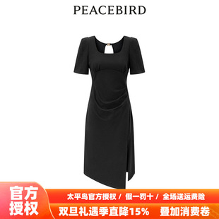 新款 2025年秋季 太平鸟女装 抽皱针织连衣裙A1FAE2411 商场同款