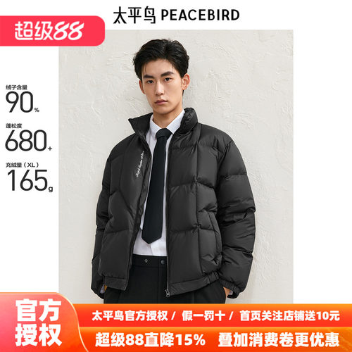 太平鸟男装 面包服男2024年冬季新款保暖防寒服立领羽绒服外套男
