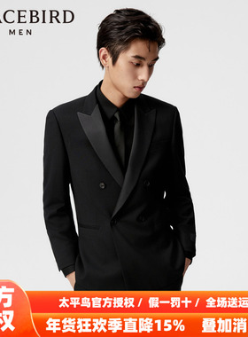 太平鸟男装羊毛西装新款拼接休闲西服B1BAE1X01