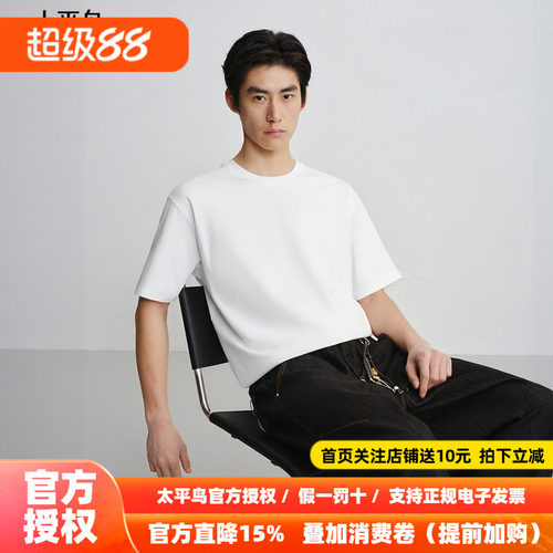 【商场同款】太平鸟男装 2026年秋季新款刺绣短袖T恤男B1CNG1412