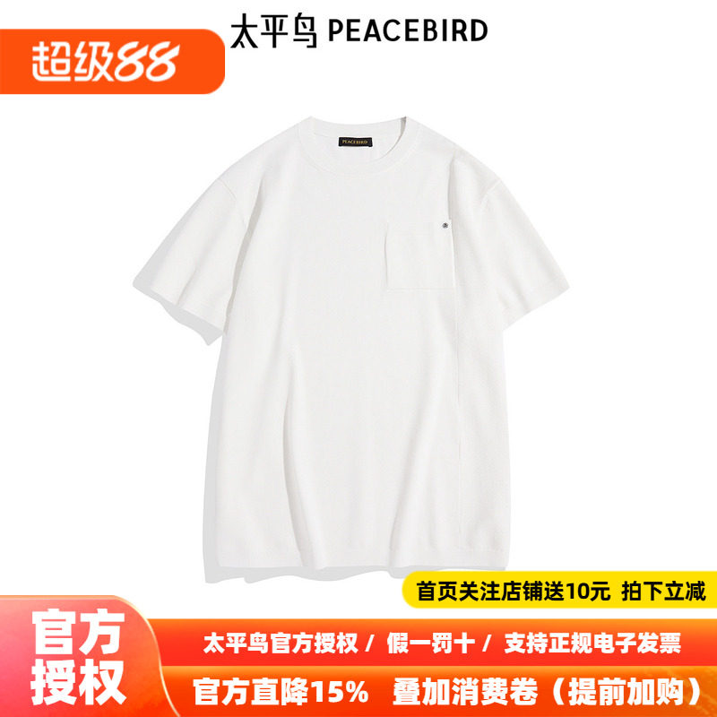 【商场同款】太平鸟男装T恤秋季新款宽松纯色百搭短袖 B1EEE3211