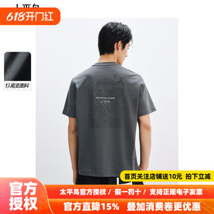 太平鸟男装 休闲T恤撞色刺绣纯色圆领T恤 B1CNF2226