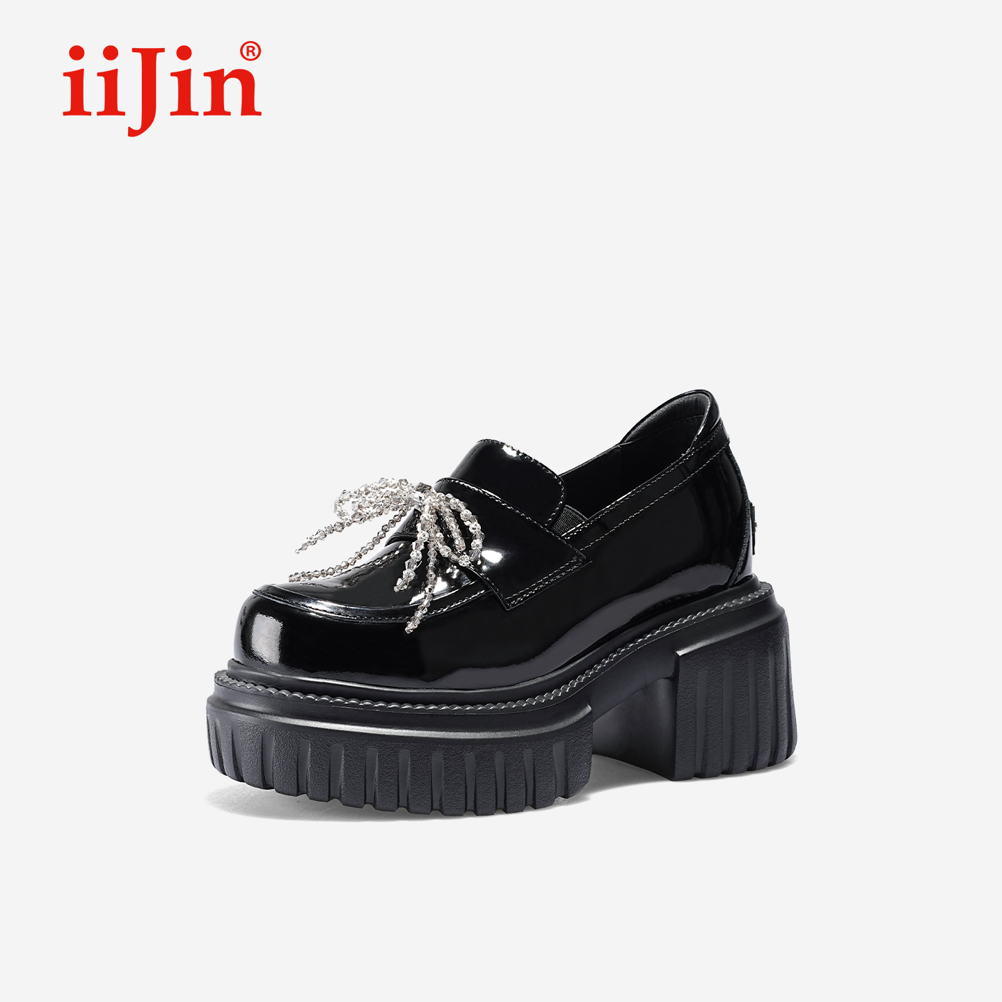 艾今25秋新品10cm蝴蝶结乐福鞋女