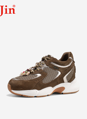 iiJin艾今26春新品8.5cm厚底内增高网面串珠游牧风老爹鞋女937ITF