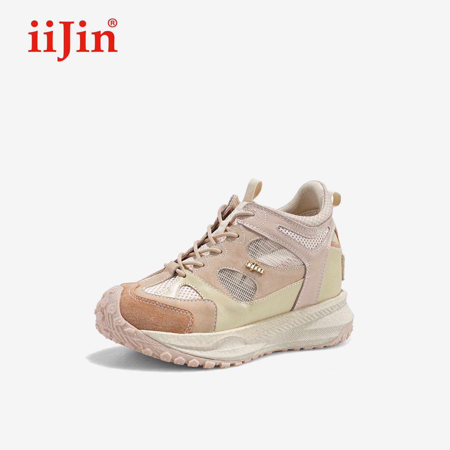 iiJin艾今26春新9cm厚底内增高网面拼接爆米花软底老爹鞋女944ITH,女鞋,老爹鞋,淘宝优惠券,粉丝福利购,淘宝优惠卷