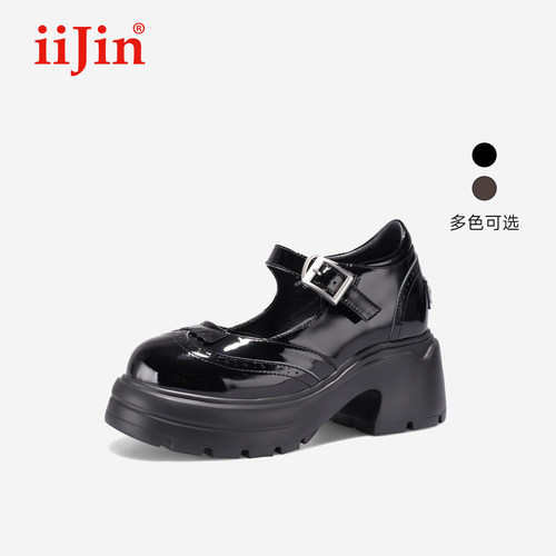 艾今经典9.5cm复古玛丽珍鞋女