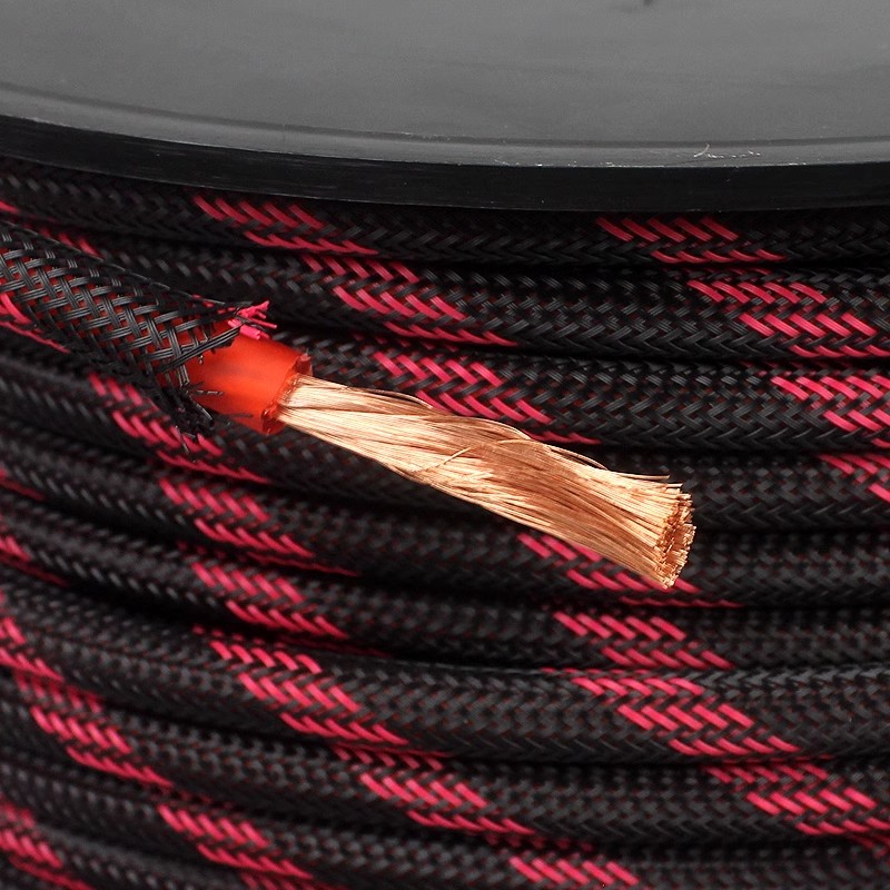 8G纯铜汽车音响改装低音炮功放连接电瓶正极电源线带网管高屏蔽