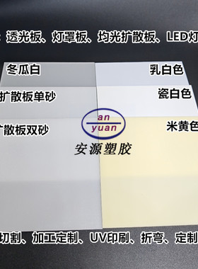 亚克力板乳白色透光板PC磨砂板奶白灯箱板led灯光片灯罩板UV定制