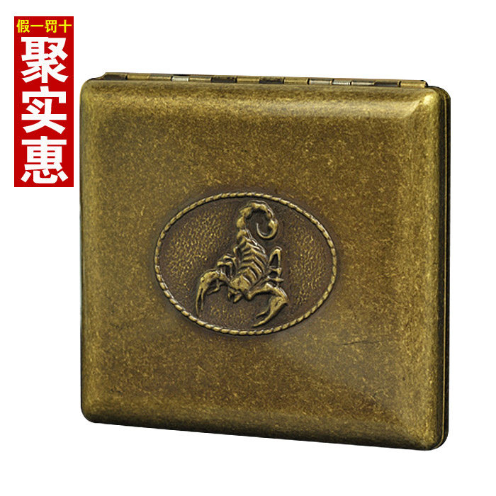 原装双枪正品铜制烟盒327个性超薄创意 20支装烟具 蝎子不带火机