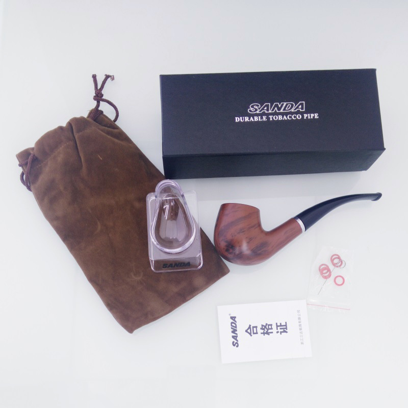 三达经典过滤烟斗 木纹胶木烟斗 带底座 绒毛套  SD-109A