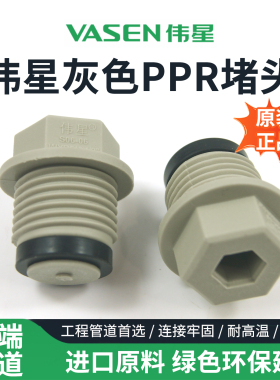 伟星灰色PPR丝堵堵头4分带皮圈堵头免生料带堵头