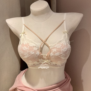 蕾丝聚拢内衣女小胸显大收副乳防下垂性感交叉美胸带无钢圈文胸罩