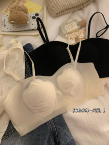 无痕内衣女大胸显小胸聚拢夏季薄款防下垂细肩带透气兔耳朵文胸罩