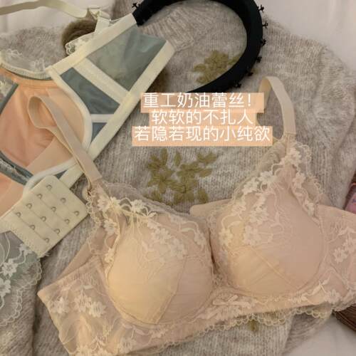 性感内衣女小胸聚拢显大无钢圈收副乳防下垂法式纯欲风蕾丝文胸罩