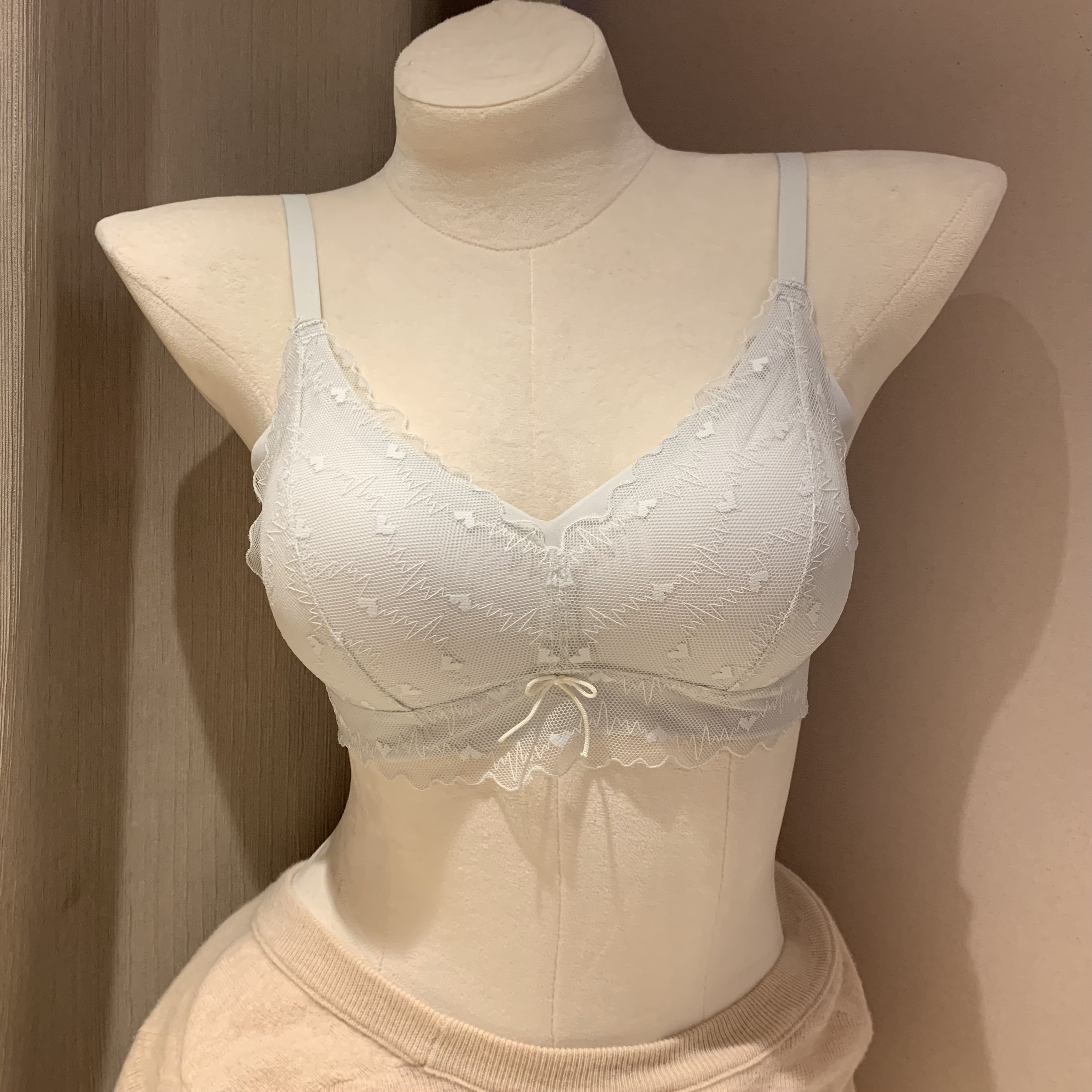 纯欲蕾丝内衣女小胸聚拢显大无钢圈收副乳防下垂蝴蝶结美背文胸罩