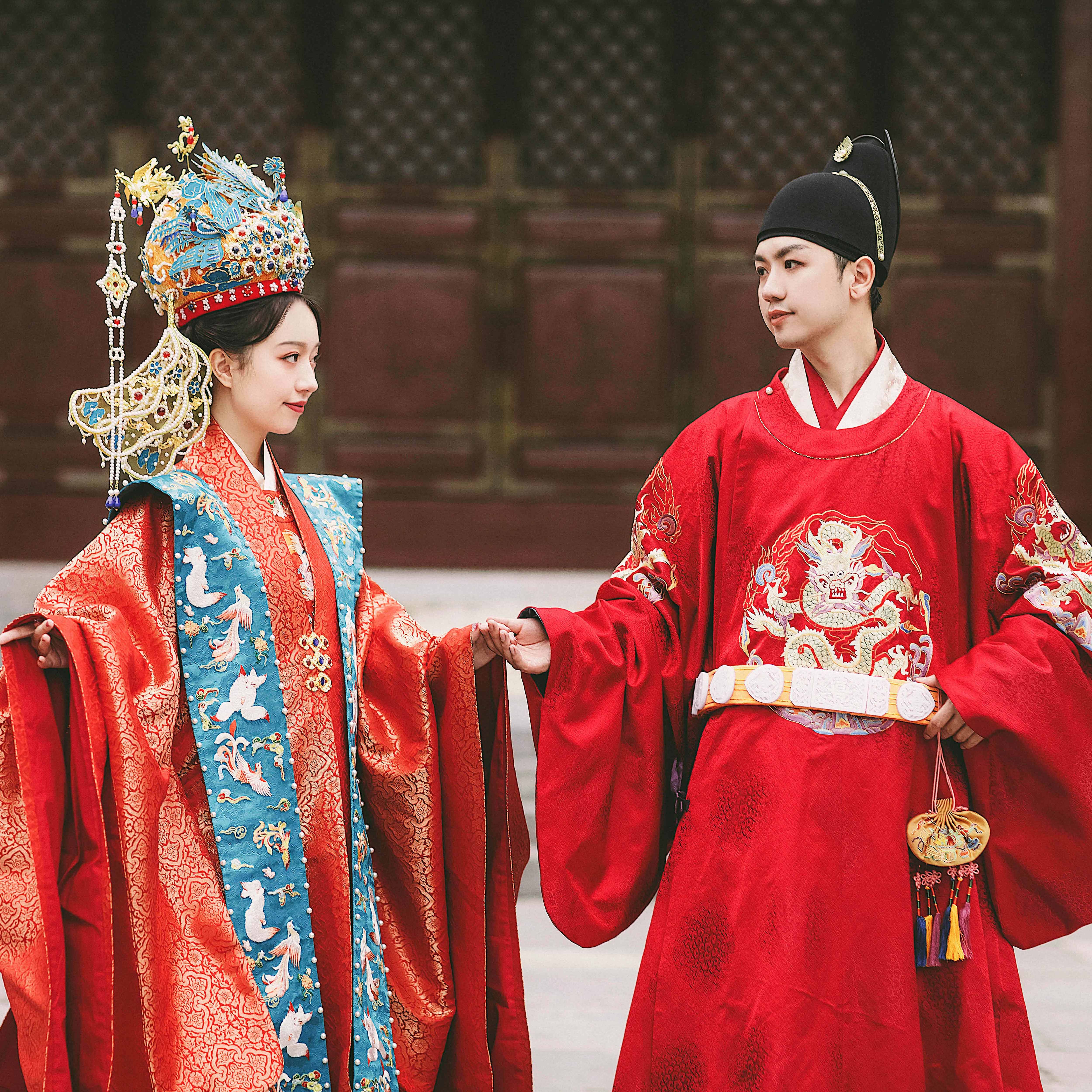 明制汉服蟒袍千黛远山婚服